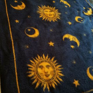 VTG Biederlack of America Celestial Stars Moon Throw Camp Blanket USA 78x56 2