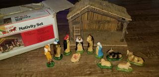 Vtg Christmas Nativity Manger Set 71 97169 Sears Trim The Tree Complete