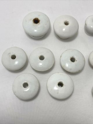 14 Vintage White Ceramic Porcelain Cabinet Drawer Knobs Pulls NO SCREWS Reclaim 3