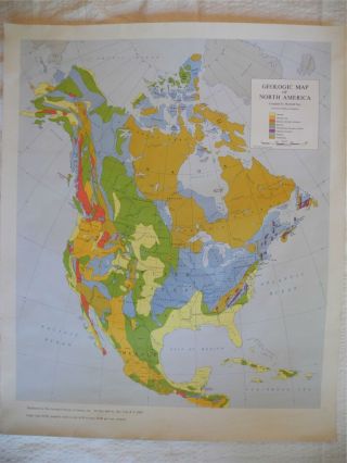 Vintage Geologic Map Of North America 21.  5 " X 26 " John Riley & Sons