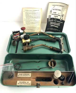 Bernz - O - Matic Vintage Metal Storage Box W/ 3 Tips,  And Accessories No Torch
