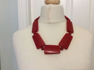 Vintage 70,  S Red Acrylic Bead Necklace