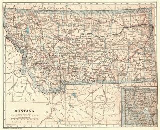 1917 Antique Montana State Map Vintage Map Of Montana Gallery Wall 8203