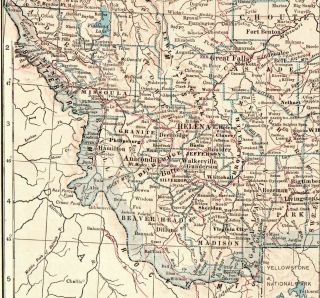 1917 Antique Montana State Map Vintage Map of Montana Gallery Wall 8203 3