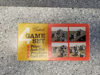 Vintage Crisloid 4 Game Set,  Poker,  Jack - Pot,  Put & Take,  Spot Dice No.  336