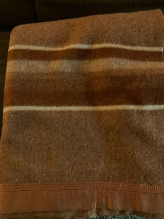 Vtg Golden Dawn Wool Blanket 82x 72” Stripes Usa Made