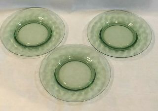Vintage Green Depression Glass Bread Butter Plate 6 1/4 " Set Of 3 Bubble Pattern