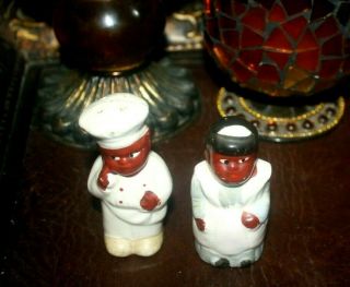 Vintage Americana Maid & Chef Cook Ceramic Salt & Pepper Shakers Japan