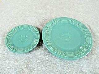 Vintage Fiesta 10 1/2 " Dinner Plate & 7 1/4 " Plate Turquoise