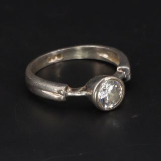 Vtg Sterling Silver White Cz Cubic Zirconia Solitaire Cocktail Ring Size 6 - 2g