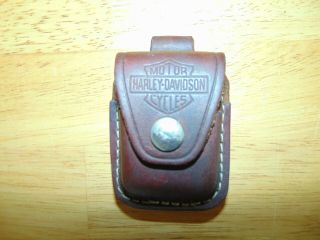 Vintage Harley Davidson Leather Zippo Lighter Holder Case