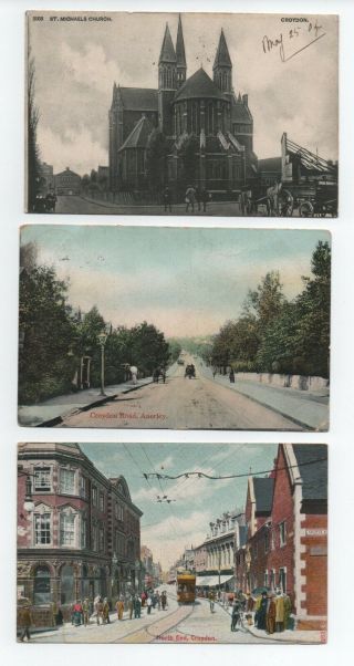 5 Vintage Postcards Croydon Surrey - (all Scanned)