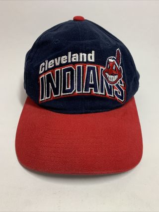 Cleveland Indians Vintage Starter Chief Wahoo Split Spellout Snapback Hat 90s