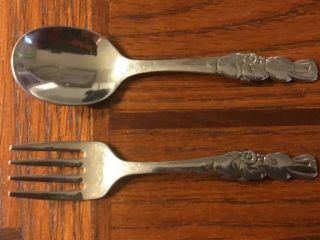 Vintage Oneida Community Stainless Peter Rabbit Baby Fork And Spoon