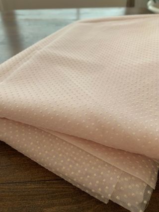 Vintage Pink Sheer Flocked Swiss Dot Fabric 1.  5 Yds Vtg