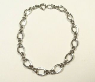 Vintage 6mm Link Chain Charm Bracelet Sterling Silver 925 (5.  8g)