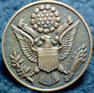 Vintage American Eagle Bronze Army Hat Button E Pluribus Unum W/ Screw Nut Pin