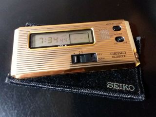Vintage Seiko Quartz Digital Dual Time Travel Pocket Alarm Clock 7411 - 002g