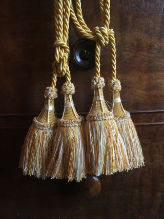 Vintage French Frothy Curtain Tie Backs Tassels Passementerie