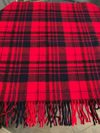 Vintage Red,  Blue And Black Plaid Pendleton Wool Blanket/throw - Just