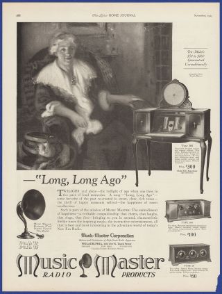 Vintage 1925 Music Master Tube Radio Type 300,  100 & 60 Ephemera 20 