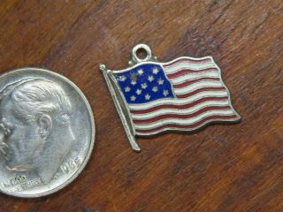 Vintage Silver 13 Star United States Of America Flag Rare Version Enamel Charm