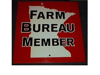 Vintage Red Metal Farm Bureau Sign & Stop Sign - 15 In Sq.