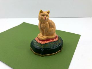 Vintage Cast Iron Cat Kitten Kitty Door Stop Bookend Stilling On Rug Painted