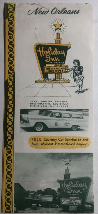 Vintage 1950’s Holiday Inn Motel Orleans Advertising Pamphlet