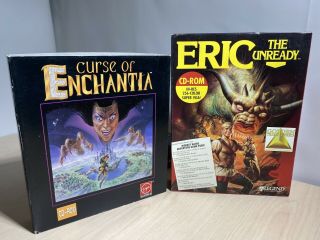 Vintage Pc Box Game Eric The Unready & Curse Of Enchantia Cd - Rom Complete Euc