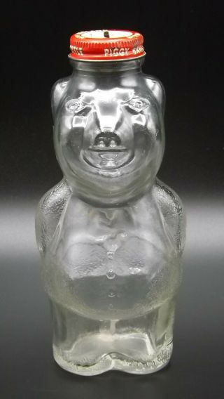 Vintage 1950’s England Piggy Bank Syrup Bottle Glass 7 1/4 " Tall Pig