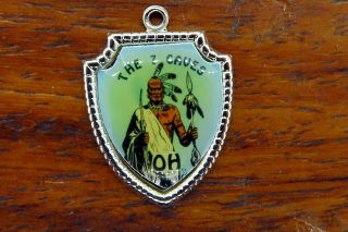 Vintage Silver The 7 Caves Ohio State Native American Travel Shield Charm E22