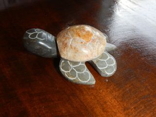 Vintage Carved Stone Marble Sea Turtle Tortoise Figurine Mini Statue