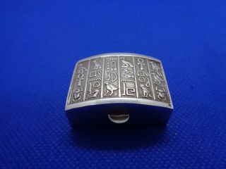 Vintage Large Heavy Silver Art Deco Egyptian Revival Pill Box
