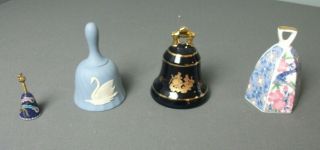 4 Vintage Porcelain Bells - Oriental Victorian Cloisonné Wedgwood - Aa Rs