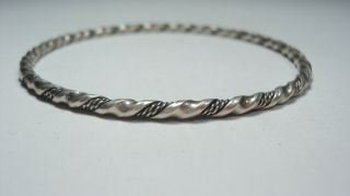 Vintage Navajo Sterling Silver Rope Bangle Bracelet