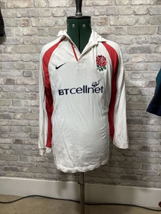 England Rugby Union Nike Bt Cellent Sponser Shirt Kit 1999 2000 Home Vintage M