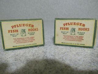 Vintage Pflueger Kirby Fish Hooks No.  3221 - J Filed Point,  Ringed 2 Box 