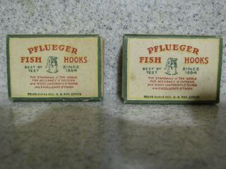 VINTAGE PFLUEGER KIRBY FISH HOOKS NO.  3221 - J Filed Point,  Ringed 2 Box ' s 2