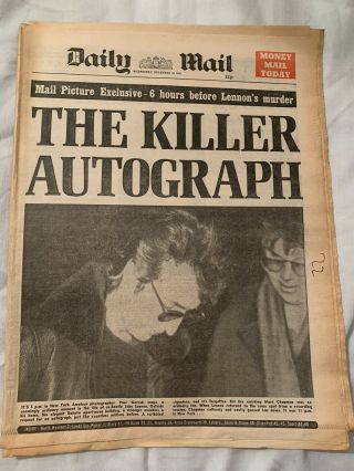 Vintage Daily Mail Newspaper John Lennon The Beatles 10th Dec 1980