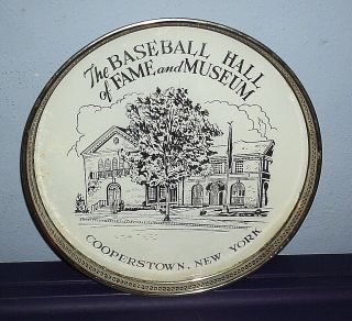 Vintage Round Metal Serving Tray The Baseball Hall Of Fame Museum Cooperstown Ny