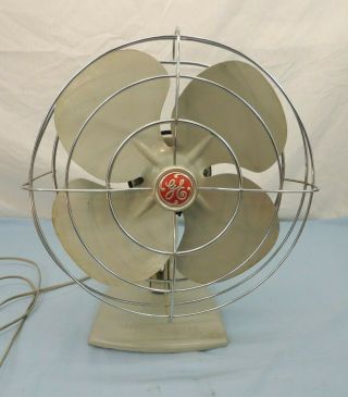 Vintage Metal Electric Ge Fan 2 Speed Gray 16.  5 " Fi3si25