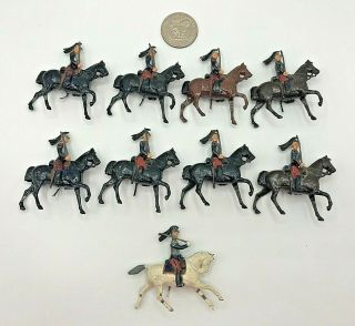 (9) Vintage Britains Mounted Regiment Lifeguards Lead Toy Soldiers 54mm Good