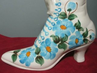 Vintage CASH FAMILY Hand Painted Victorian BOOT VASE/PLANTER Erwin,  TN 2