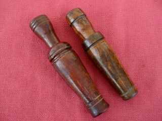 Vintage Wooden Duck,  Goose Call Pair (2) Unmarked,  Wood, 2