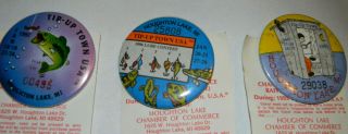 3 TIP UP TOWN U.  S.  A.  PIN BACK BUTTONS HOUGHTON LAKE MI. 2