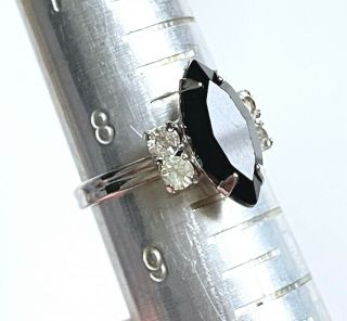 Vtg Sarah Coventry Silver Tone Black Stone Adjustable Ring Signed H05
