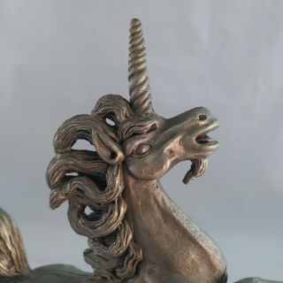 Standing Unicorn with Crystal Ball Pewter Figurine Vintage 655 Spoontiques 1987 2