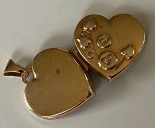 Vintage Solid 9ct Gold Heart Shape Photo Locket Unusual Flower Design