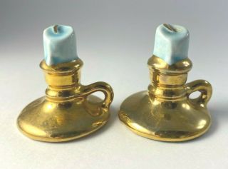 Arcadia Ceramics Miniature Candlesticks Salt And Pepper Shakers Vintage 1950s